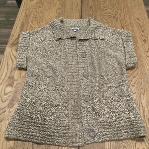 Croft & Barrow Women’s Sweater – XL Button Front Short Sleeve Cardigan Brown